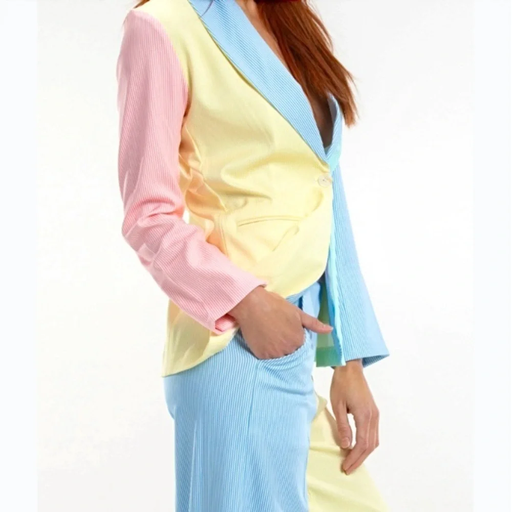New Shinesty Millionaires Row Derby Color Block Blazer Size 10 Striped